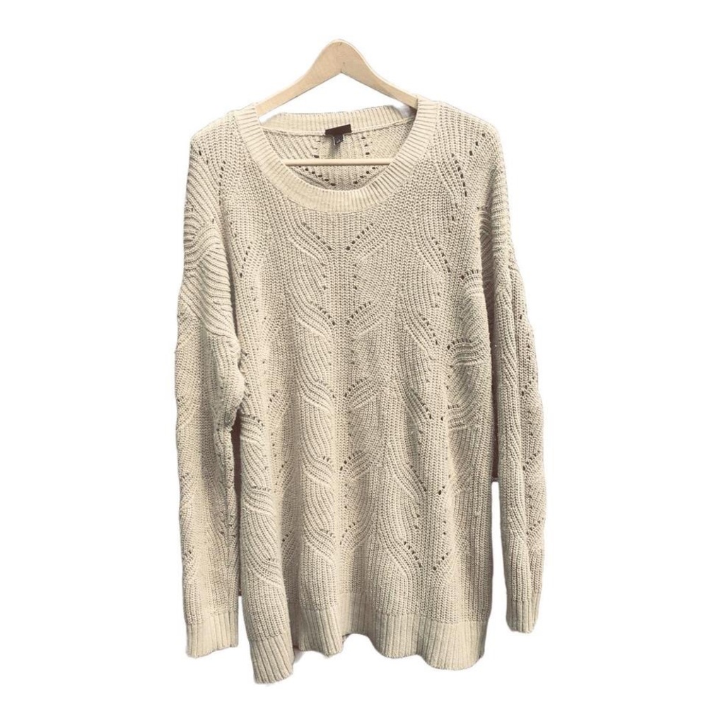 Torrid Long Sweater Tan Beige Patterned Weave Size 1 1X 14 16 Cotton Acrylic